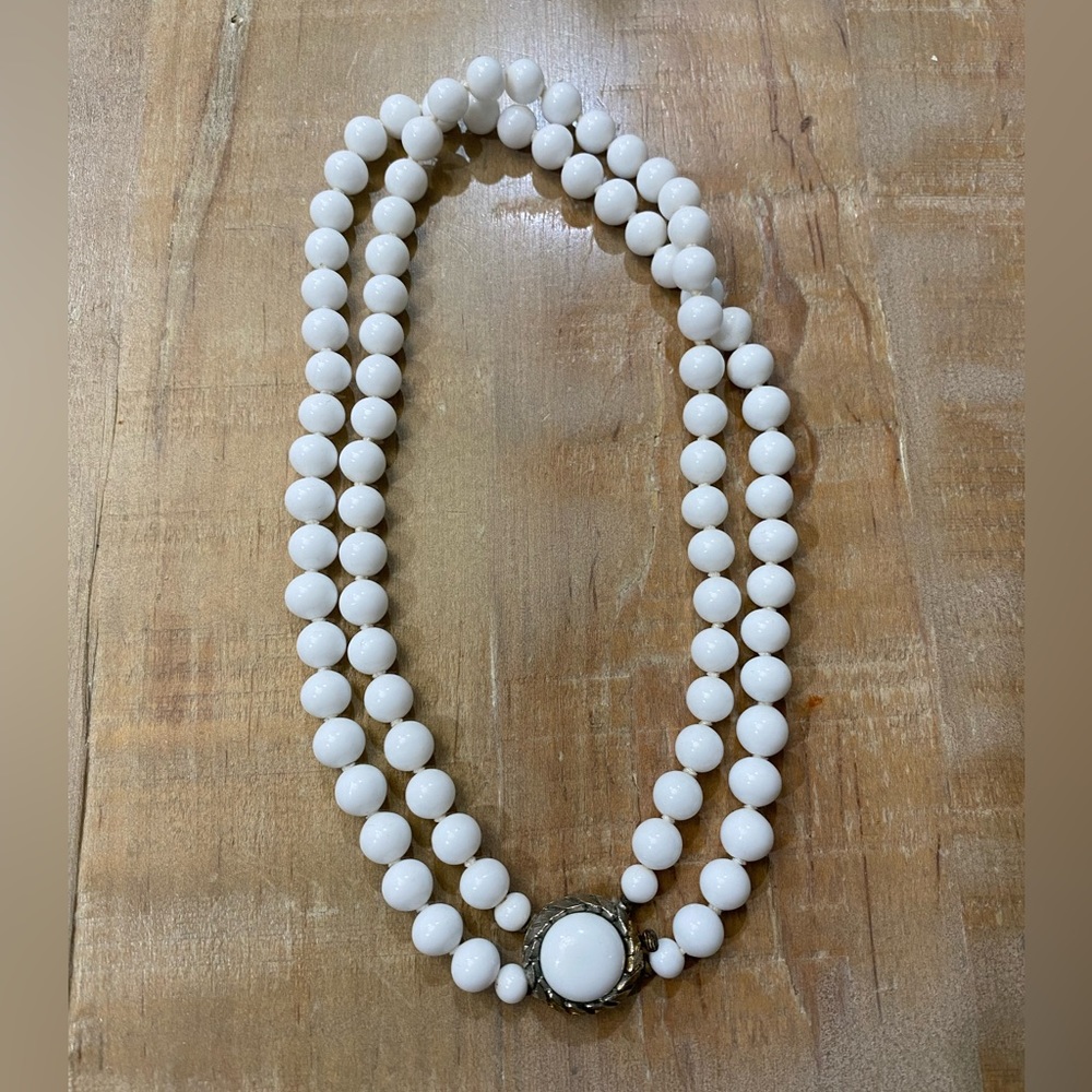 Vintage Japan Double Strand Hard Stone Necklace